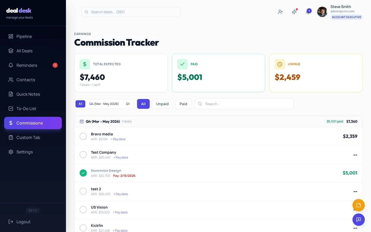Commission Tracker